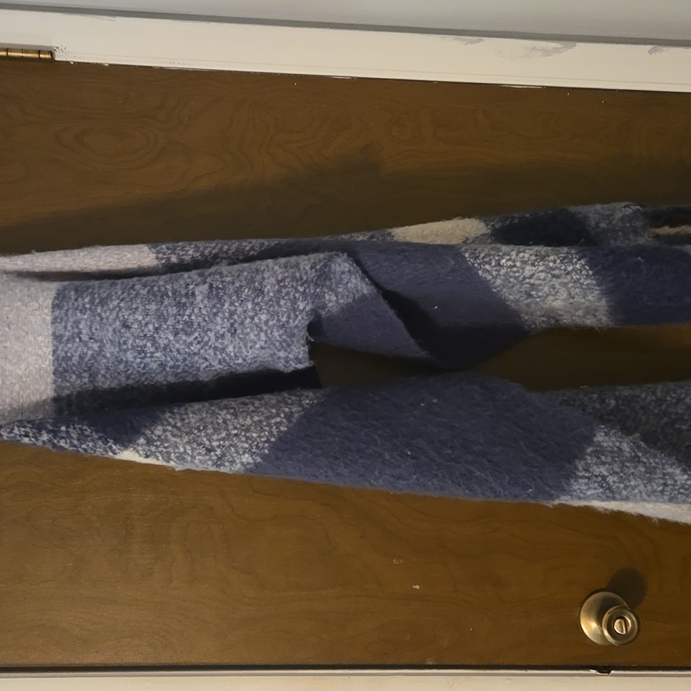 Blue and Gray Striped Scarf